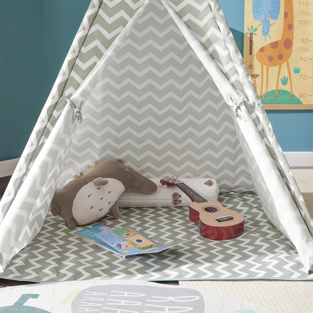 Tipite Tent Game tent for Kids 1 Door and 1 Window Playhouse Kids tent Indian White/Grey