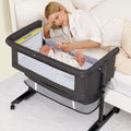 Kmaier Foldable Portable Baby Bassinet Bedside Crib with Storage Basket & Breathable Mesh
