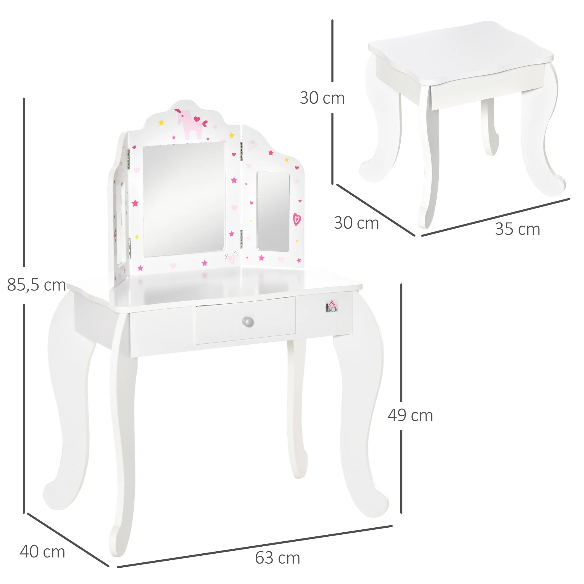 Homcom Wooden Children's Dressing Table