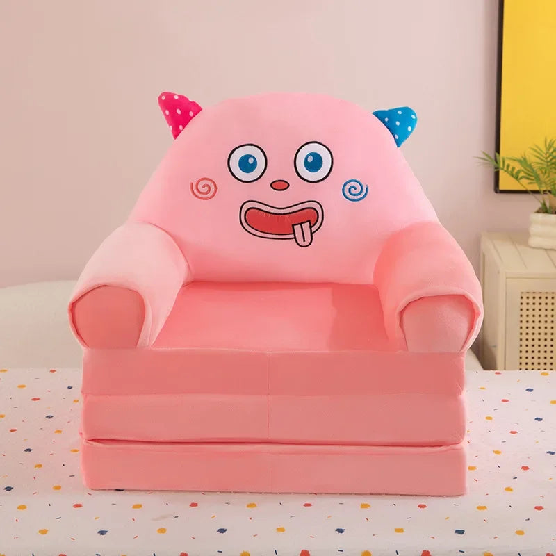 Three-layer folding children's small sofa cartoon kindergarten baby seat stool plush toy lazy sofa removable