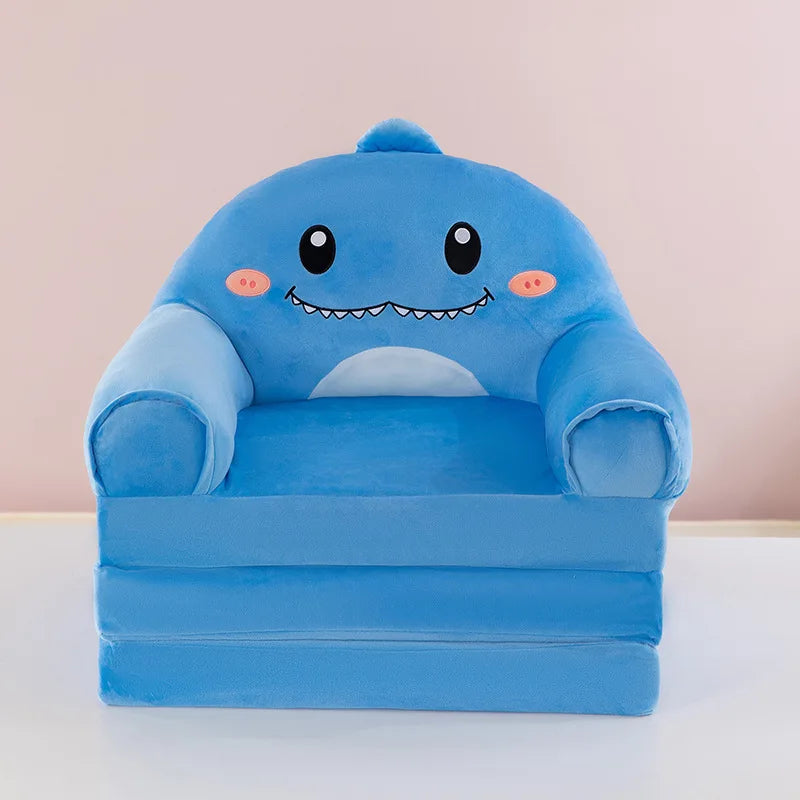 Three-layer folding children's small sofa cartoon kindergarten baby seat stool plush toy lazy sofa removable