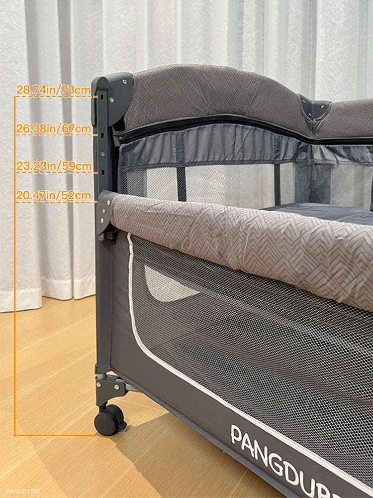 PANGDUBE 4-in-1 Foldable Baby Crib, Bedside Sleeper & Diaper Station