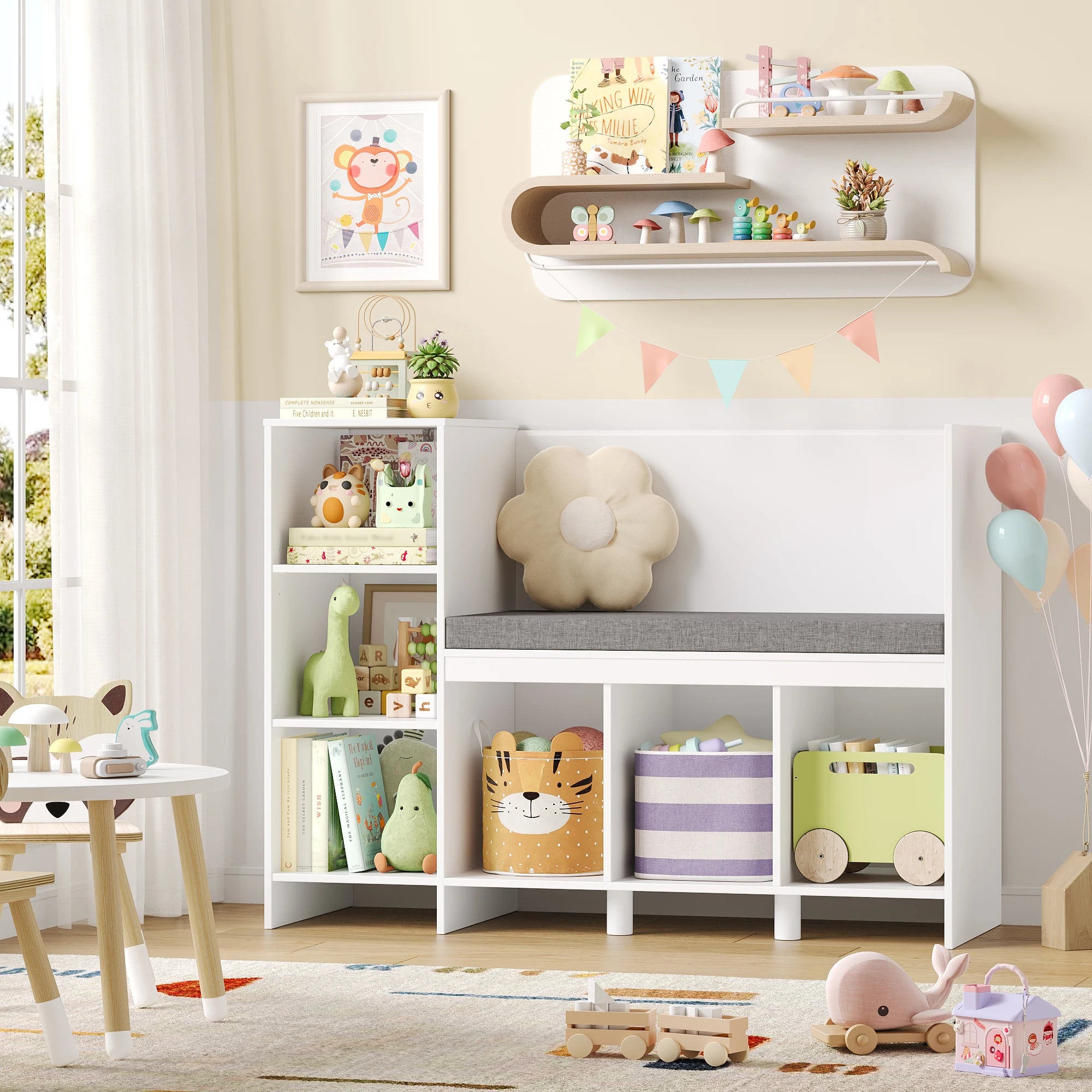 Summit 2-in-1 Kids' Reading Nook Bench & Toy Storage Bookshelf