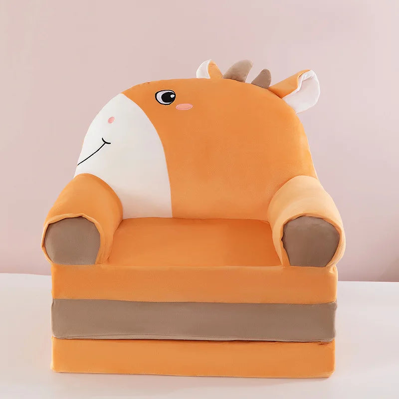 Three-layer folding children's small sofa cartoon kindergarten baby seat stool plush toy lazy sofa removable