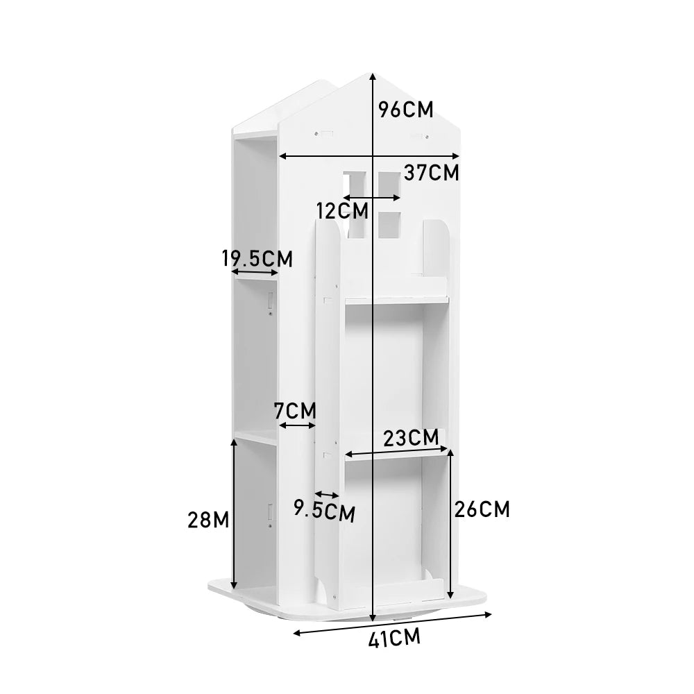 360° rotating bookshelf for children's room 3-layer house-shaped children's bookshelf floor-standing