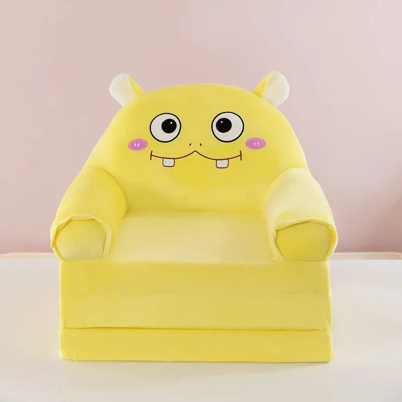 Three-layer folding children's small sofa cartoon kindergarten baby seat stool plush toy lazy sofa removable