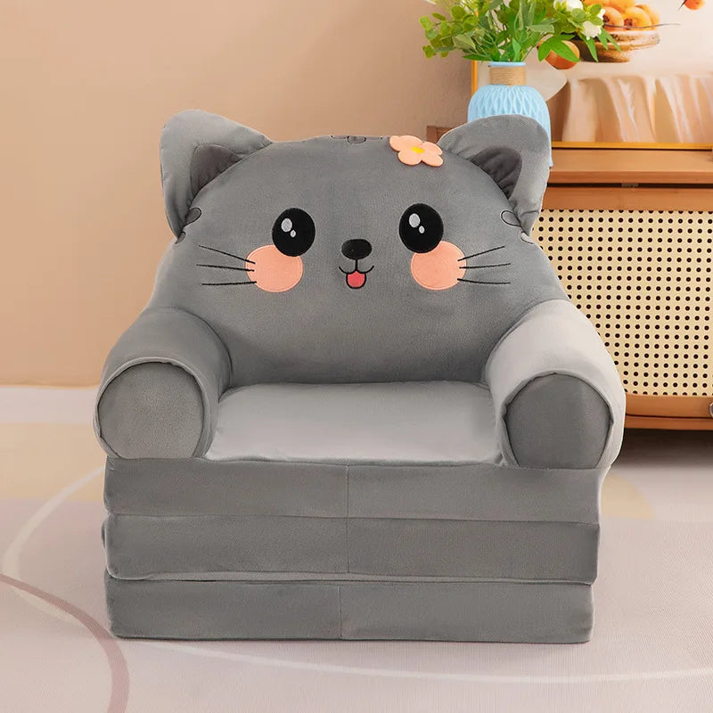 Three-layer folding children's small sofa cartoon kindergarten baby seat stool plush toy lazy sofa removable