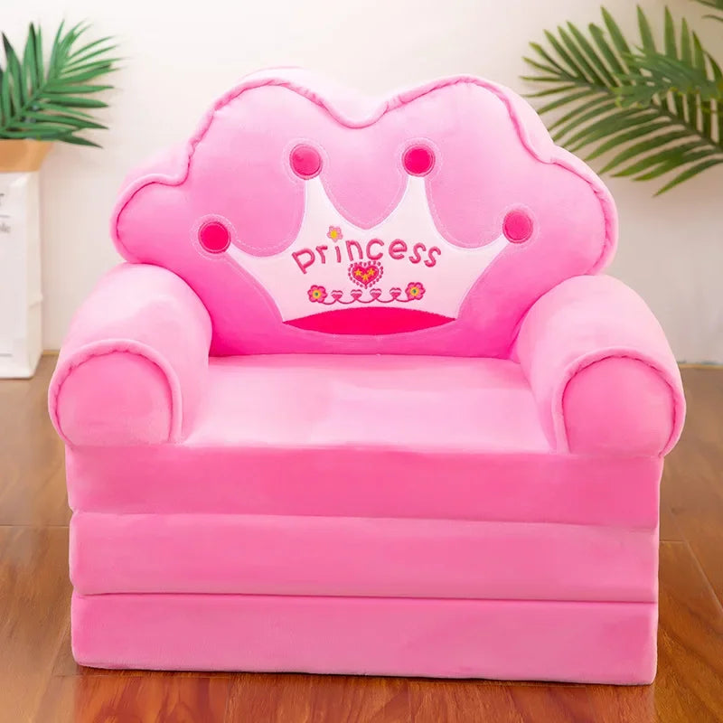 Three-layer folding children's small sofa cartoon kindergarten baby seat stool plush toy lazy sofa removable
