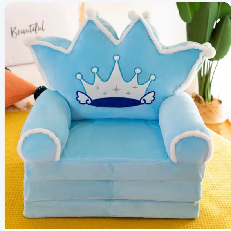 Three-layer folding children's small sofa cartoon kindergarten baby seat stool plush toy lazy sofa removable