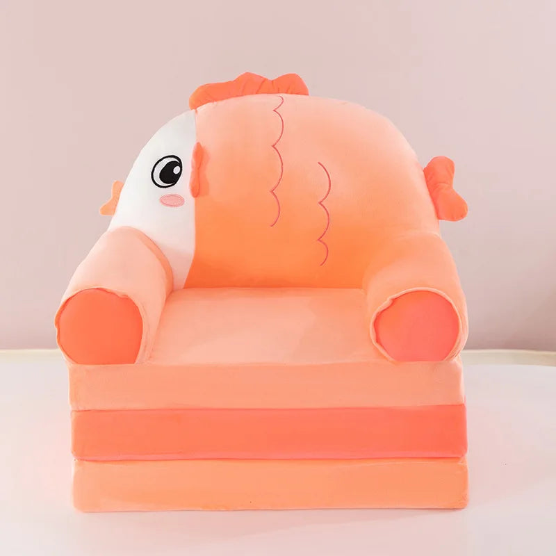 Three-layer folding children's small sofa cartoon kindergarten baby seat stool plush toy lazy sofa removable