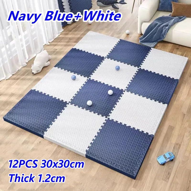 Baby & Kids Interlocking Foam Play Mat Set — 12 Pieces, 1.2cm Thick