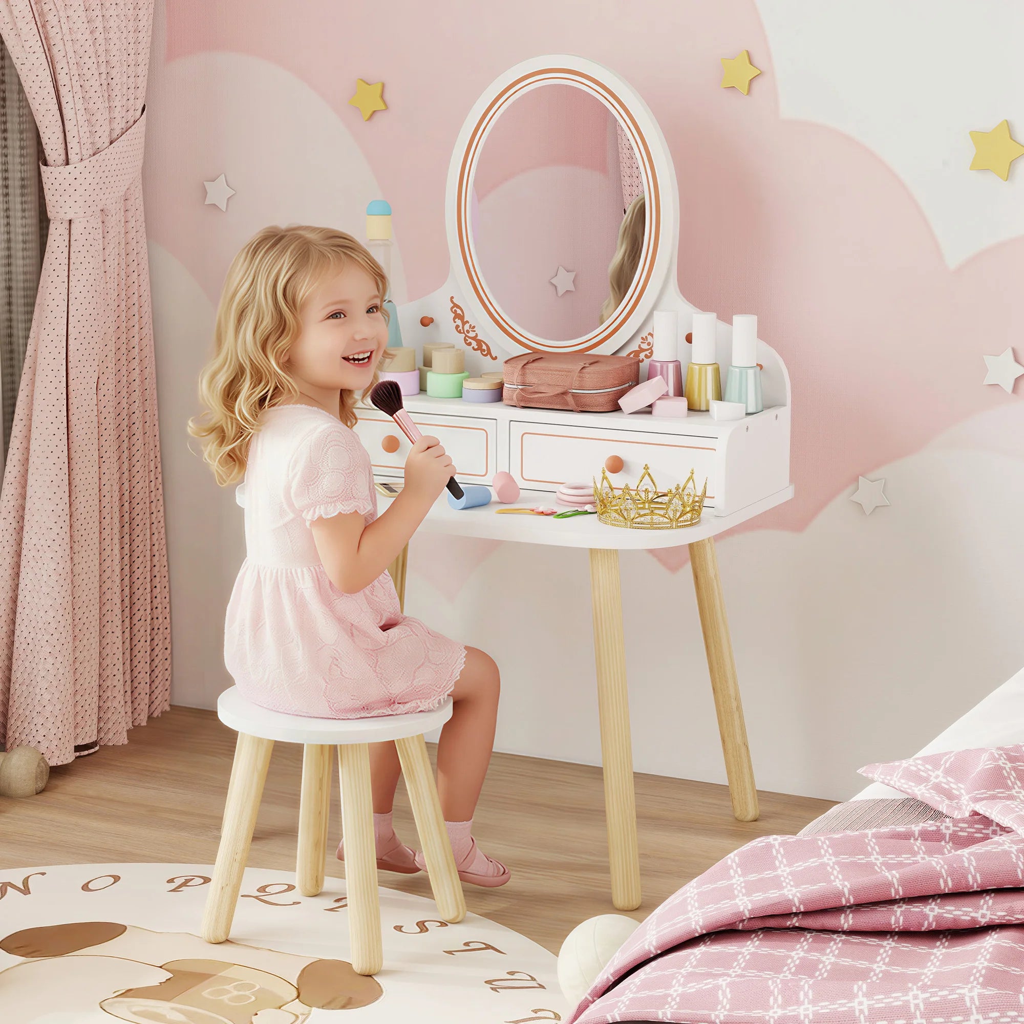 Aiyaplay Girl's Makeup Dressing Table
