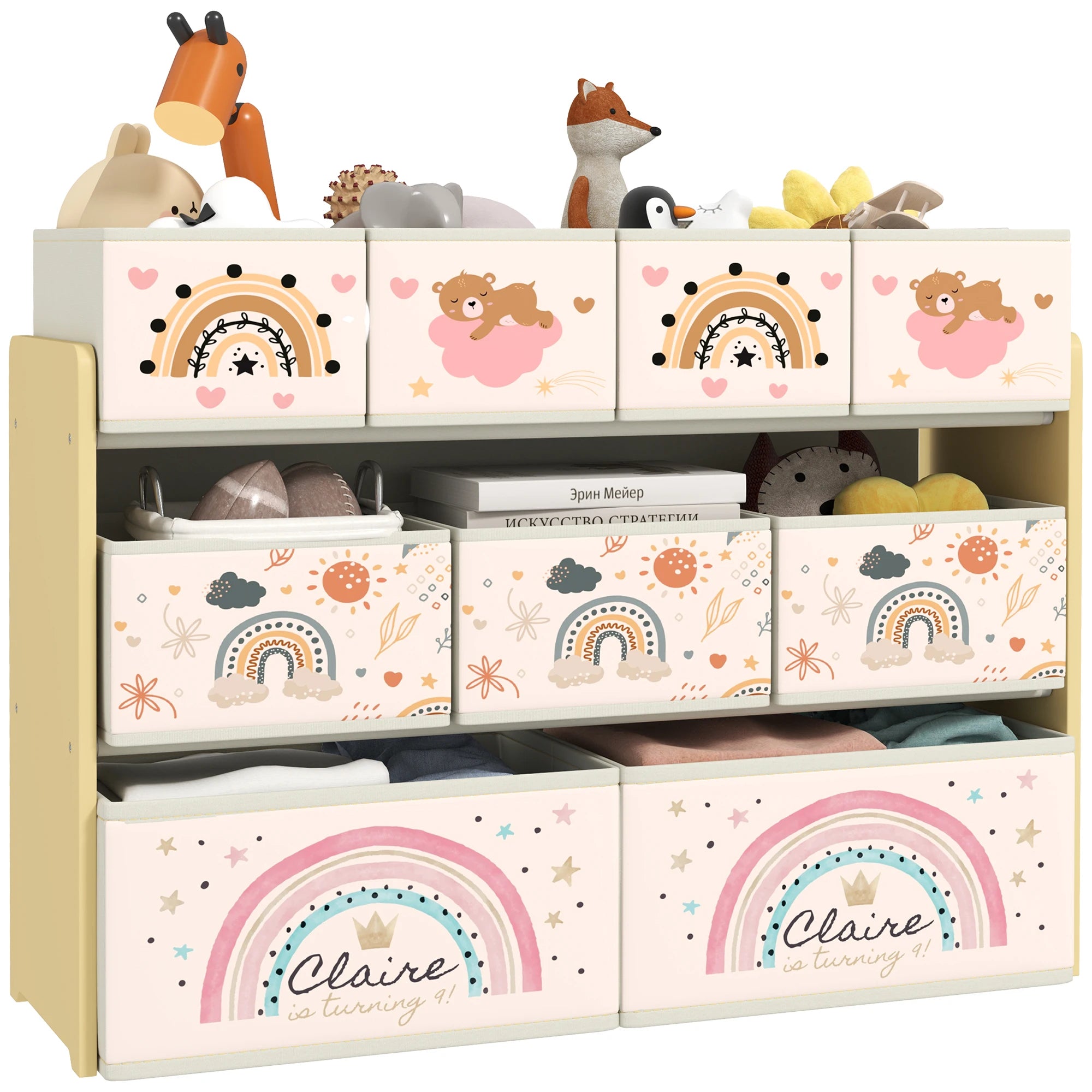 Summit 3-Tier Kids' Toy Storage Rack with 9 Fabric Baskets