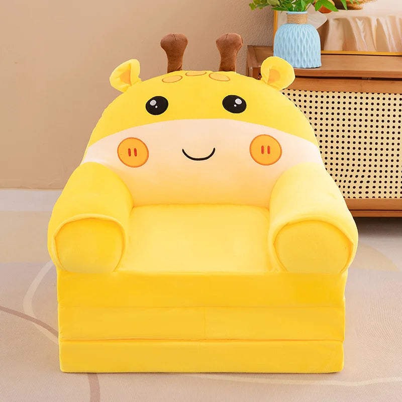 Three-layer folding children's small sofa cartoon kindergarten baby seat stool plush toy lazy sofa removable