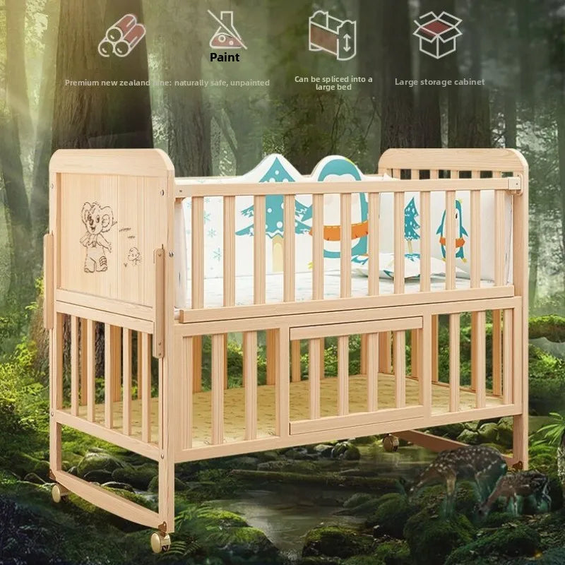 Children Bed Solid Wood Baby Crib