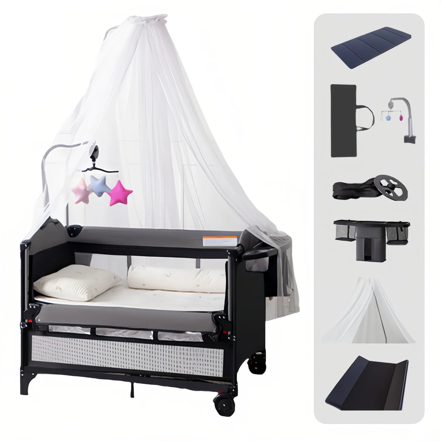 Summit 5-in-1 Multifunctional Baby Crib, Bedside Sleeper & Winter Nursery Station