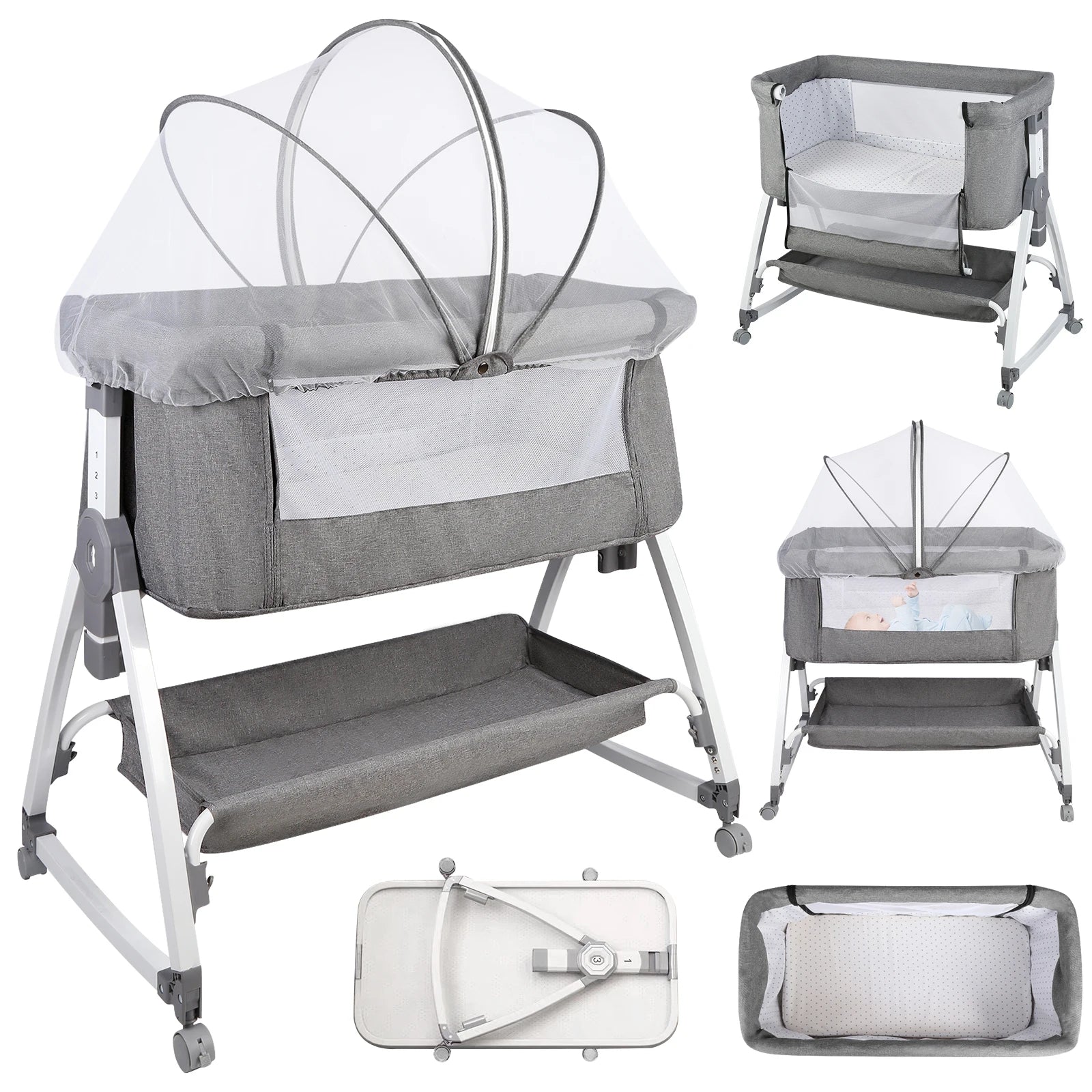 6-in-1 Co-Sleeper &amp; Adjustable Travel Bassinet