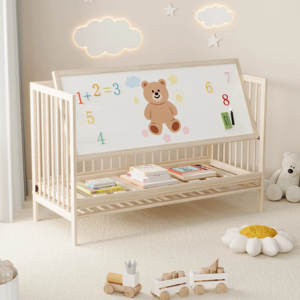 Nordic 4-in-1 Solid Wood Convertible Cot & Study Desk