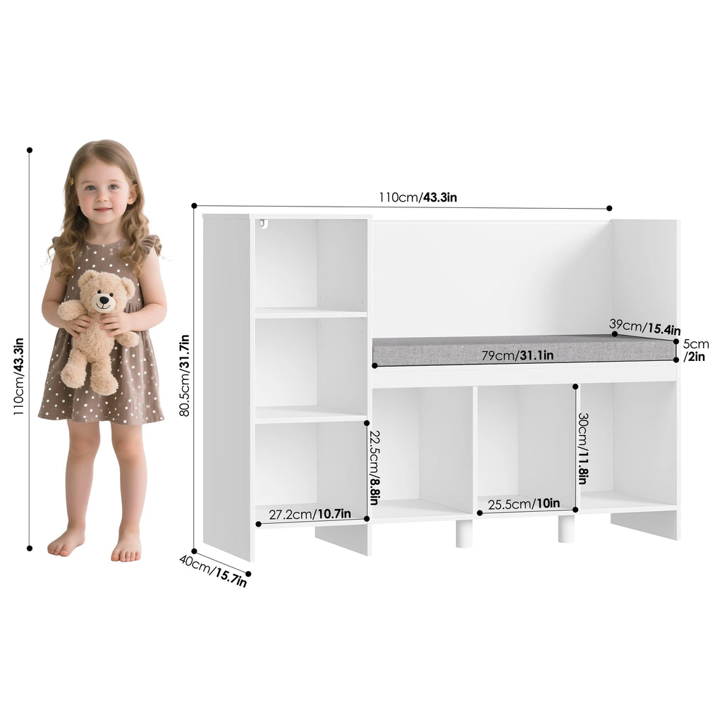 Summit 2-in-1 Kids' Reading Nook Bench & Toy Storage Bookshelf
