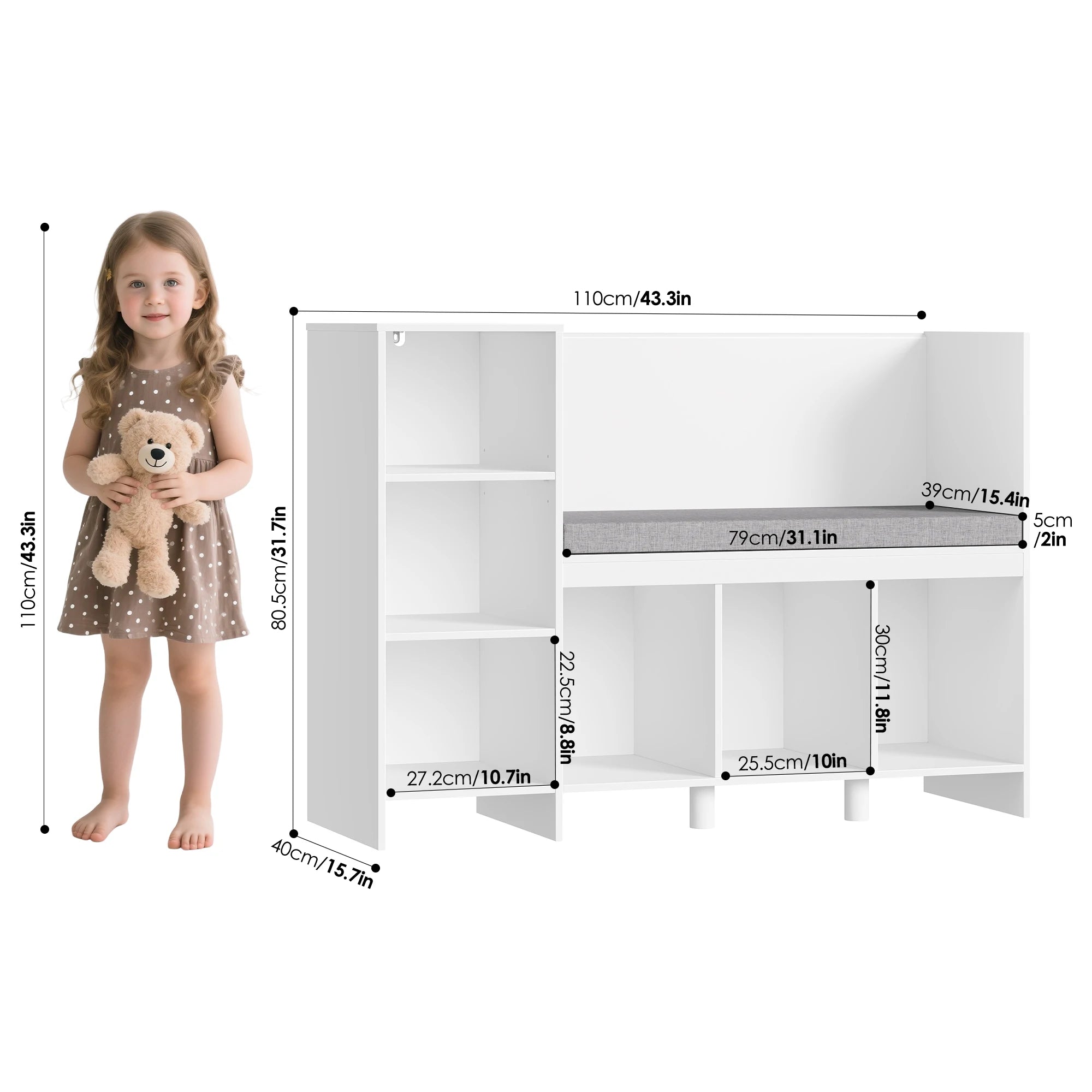 Summit 2-in-1 Kids' Reading Nook Bench & Toy Storage Bookshelf