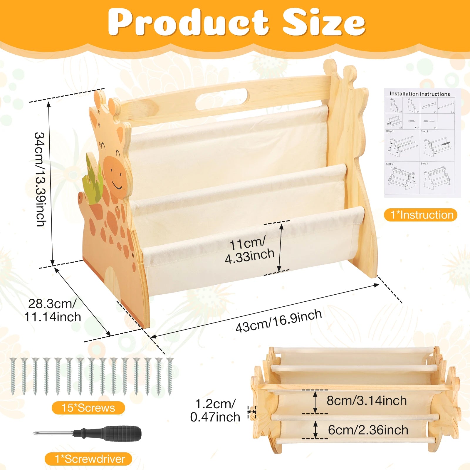 2 Tier Baby Bookshelf Double Sided Storage