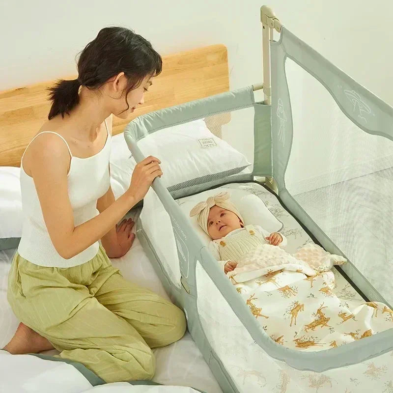 Foldable Baby Cot Dual-use Comfortable Toddler Infant Sleeping Bed