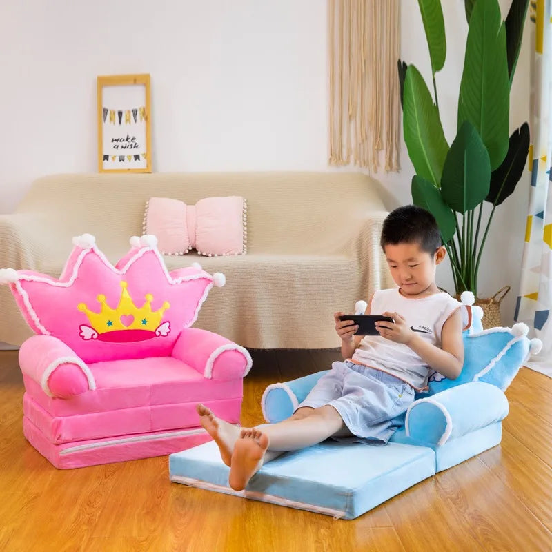 Three-layer folding children's small sofa cartoon kindergarten baby seat stool plush toy lazy sofa removable