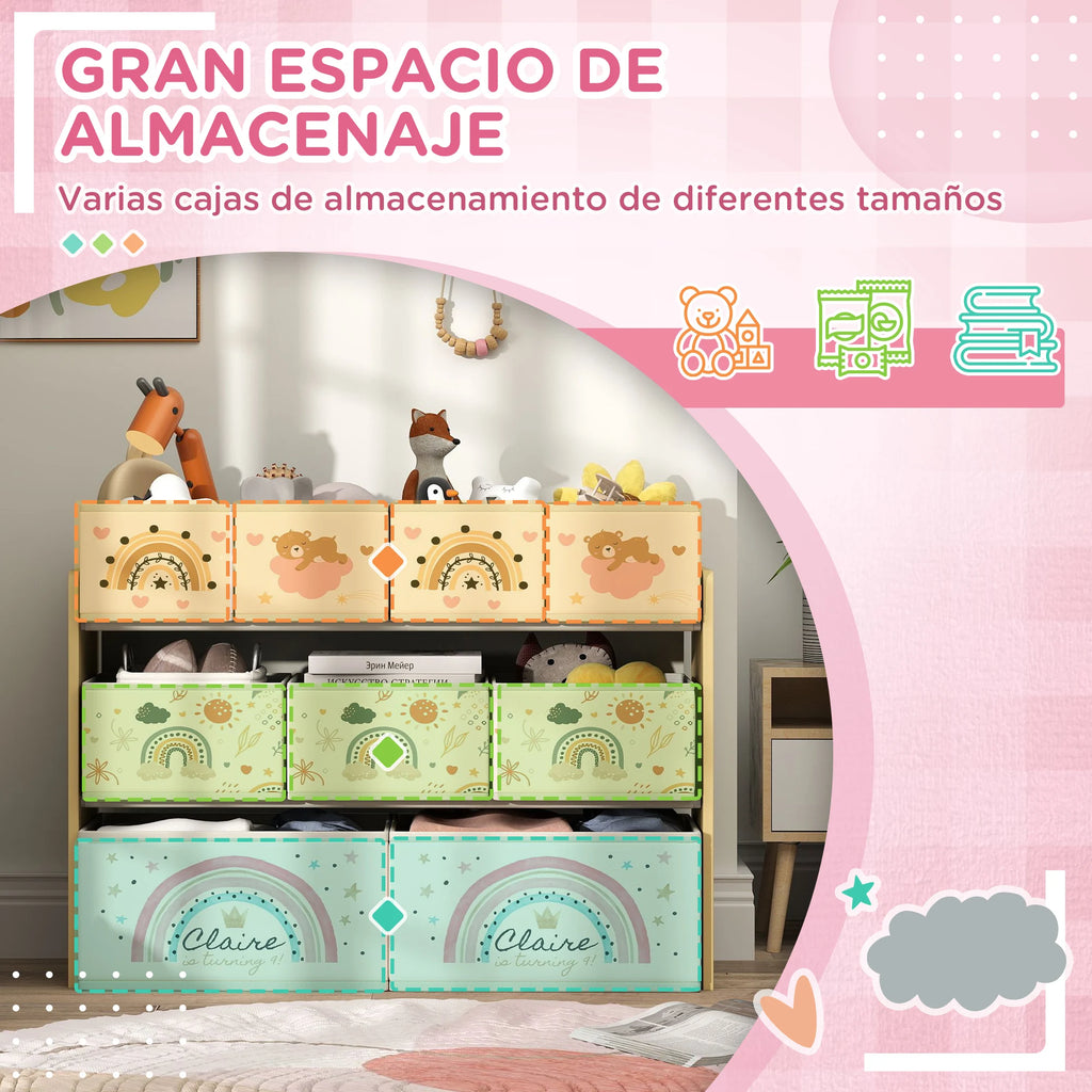 Summit 3-Tier Kids' Toy Storage Rack with 9 Fabric Baskets