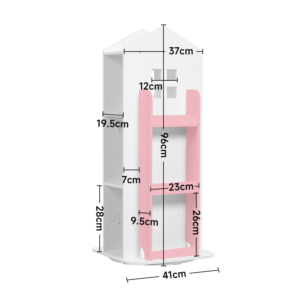 360° rotating bookshelf for children's room 3-layer house-shaped children's bookshelf floor-standing