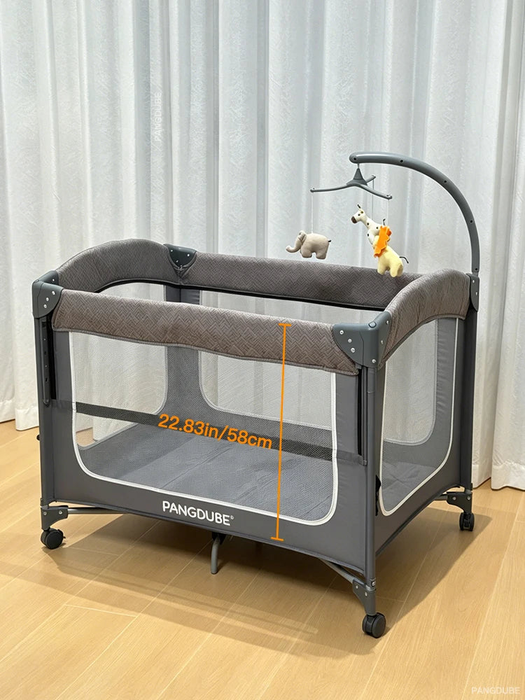 PANGDUBE 4-in-1 Foldable Baby Crib, Bedside Sleeper & Diaper Station