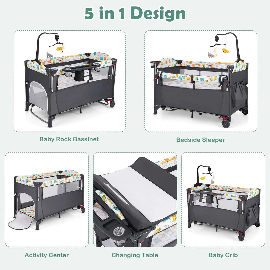 DORTALA 5-in-1 Baby Bassinet Bedside