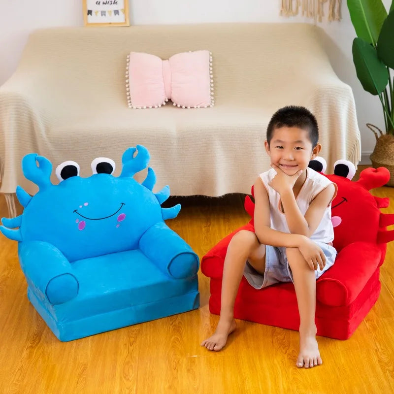 Three-layer folding children's small sofa cartoon kindergarten baby seat stool plush toy lazy sofa removable