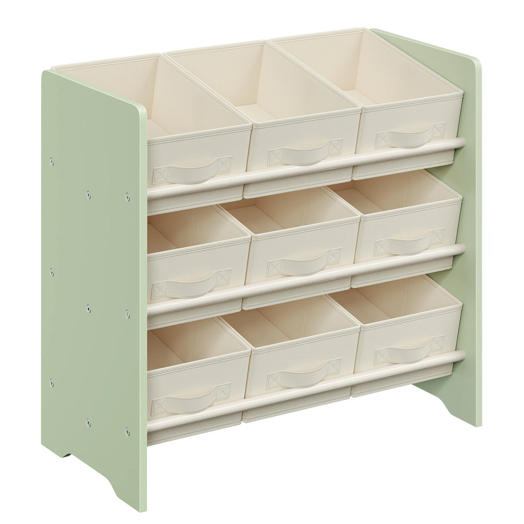 SONGMICS 9-Box Kids' Storage Rack with Fabric Bins (Laurel Green)