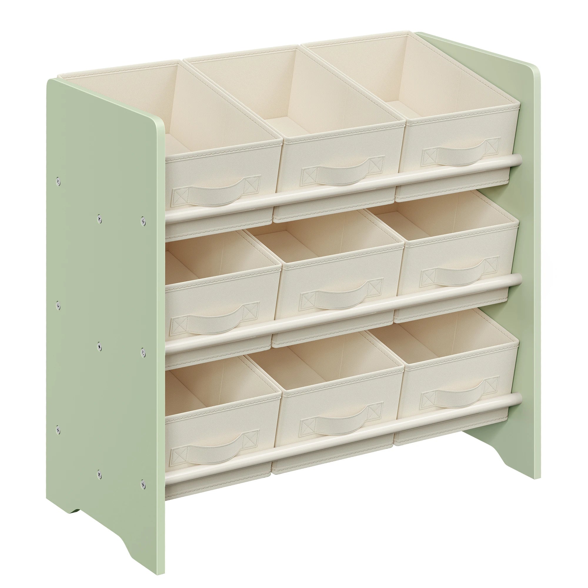 SONGMICS 9-Box Kids' Storage Rack with Fabric Bins (Laurel Green)