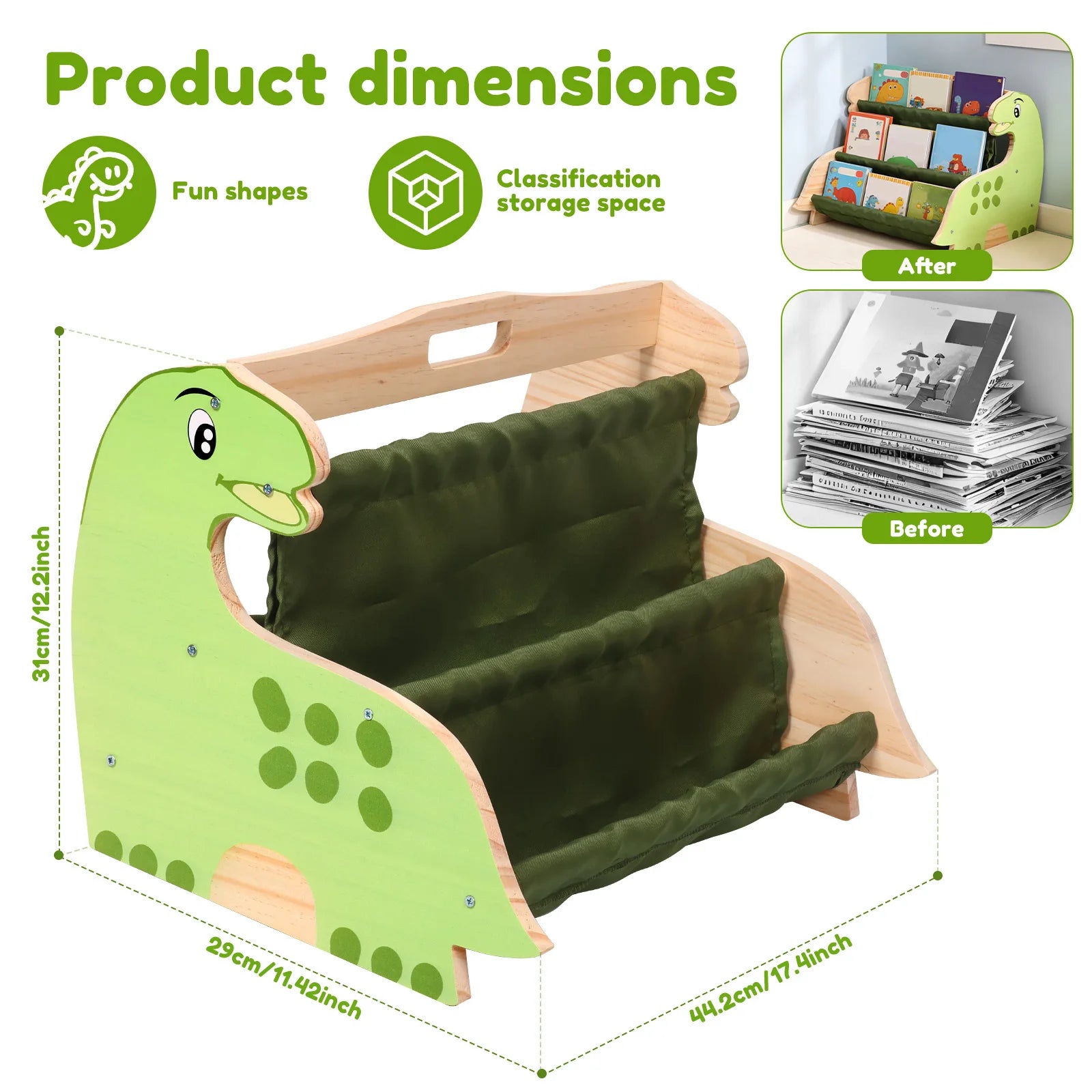2 Tier Baby Bookshelf Double Sided Storage