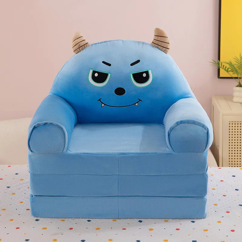 Three-layer folding children's small sofa cartoon kindergarten baby seat stool plush toy lazy sofa removable