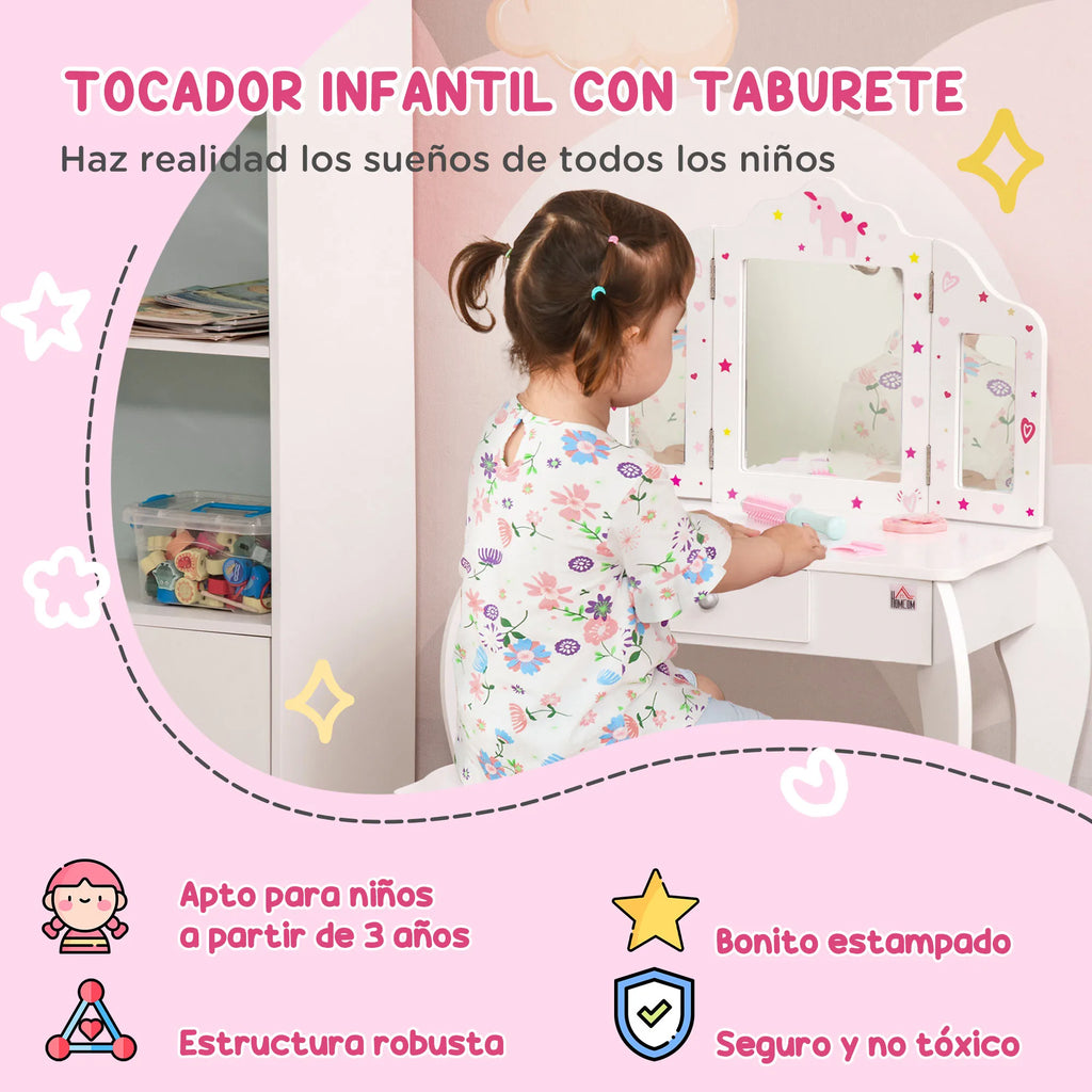 Homcom Wooden Children's Dressing Table