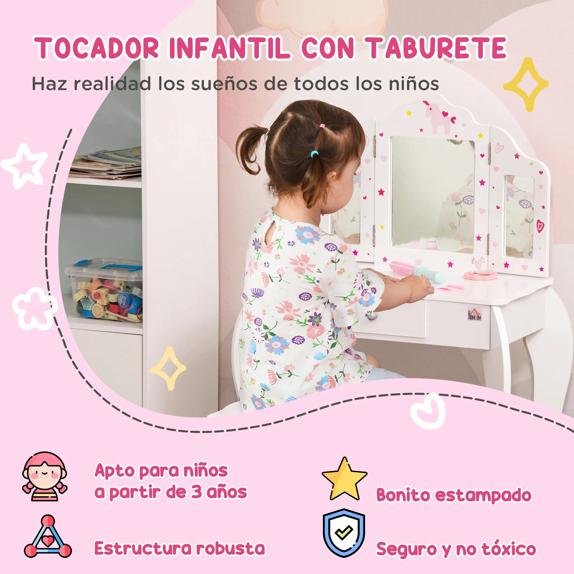 Homcom Wooden Children's Dressing Table