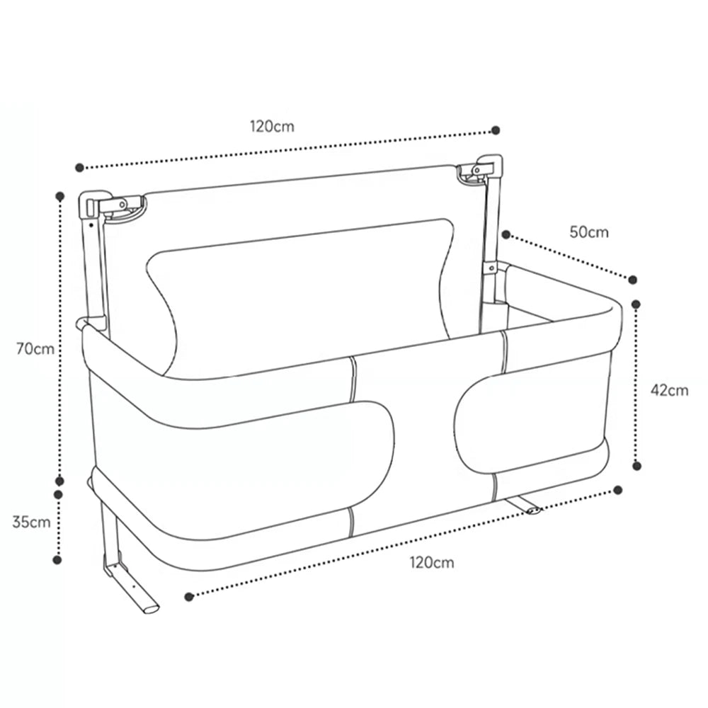 Nest 120x50cm Foldable Bedside Co-Sleeper & Bed Guard