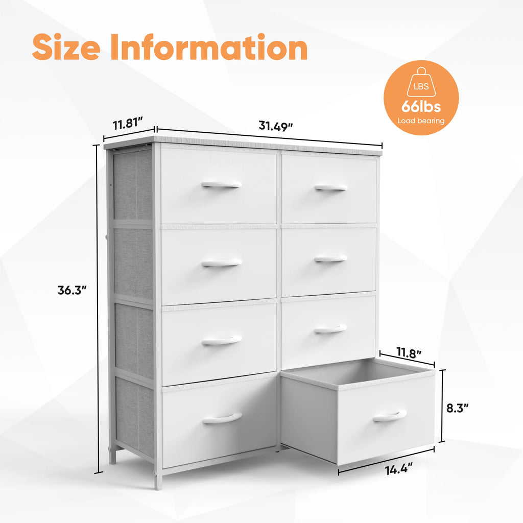 Summit 8-Drawer Fabric & Wood Top Nursery Storage Dresser