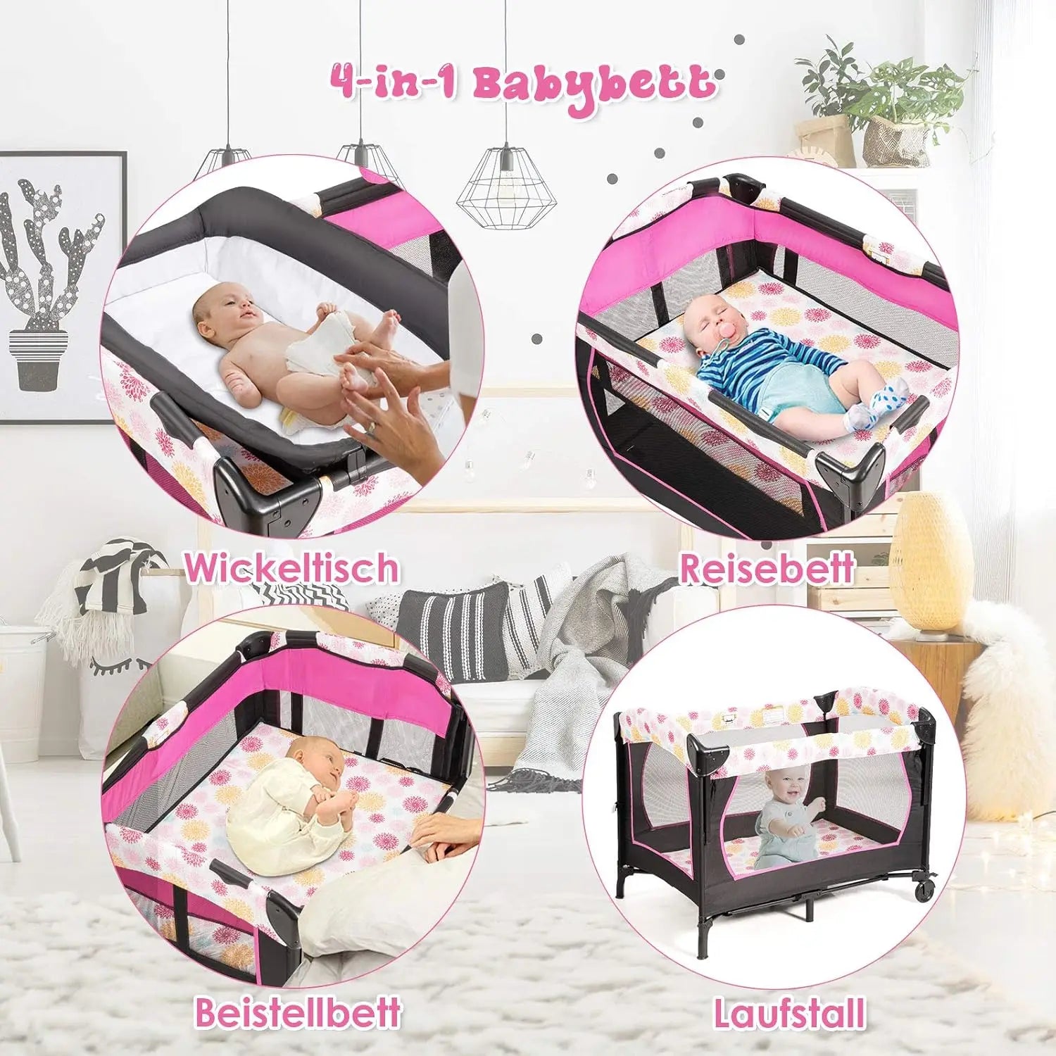 4-in-1 Folding Travel Cot