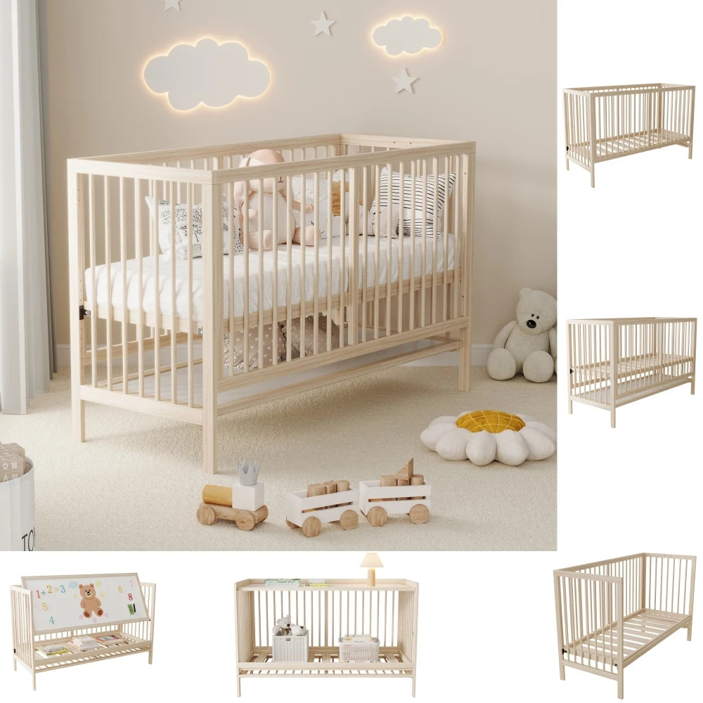 Nordic 4-in-1 Solid Wood Convertible Cot & Study Desk