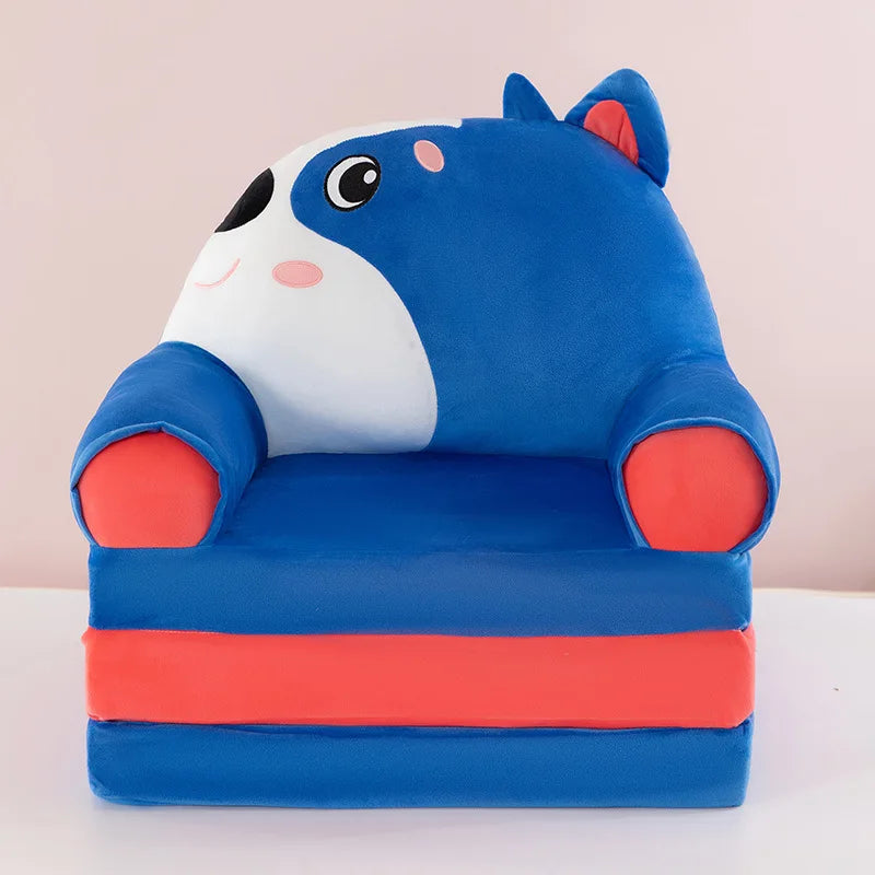 Three-layer folding children's small sofa cartoon kindergarten baby seat stool plush toy lazy sofa removable