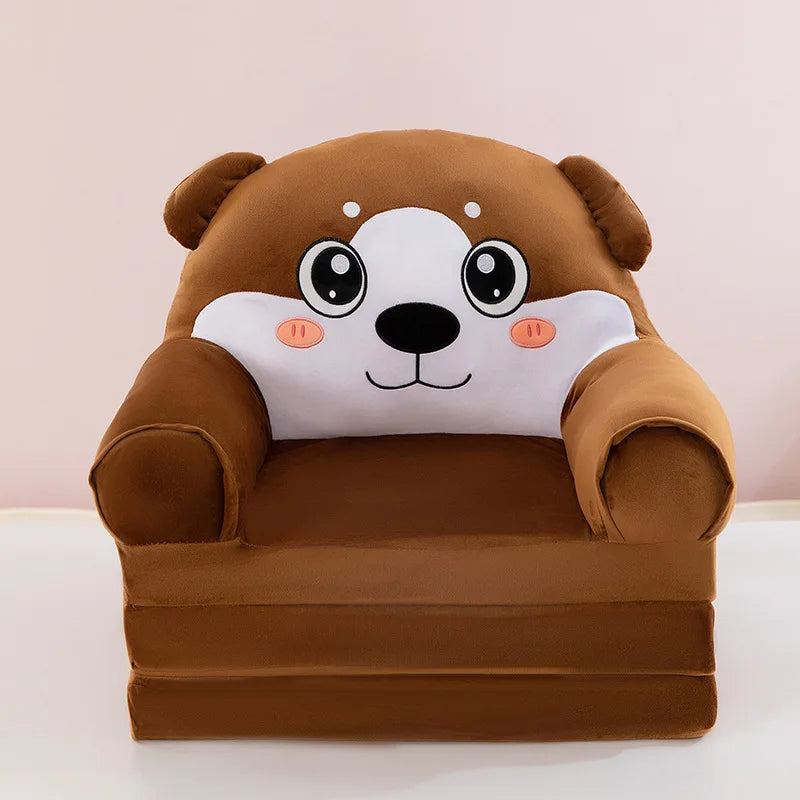 Three-layer folding children's small sofa cartoon kindergarten baby seat stool plush toy lazy sofa removable