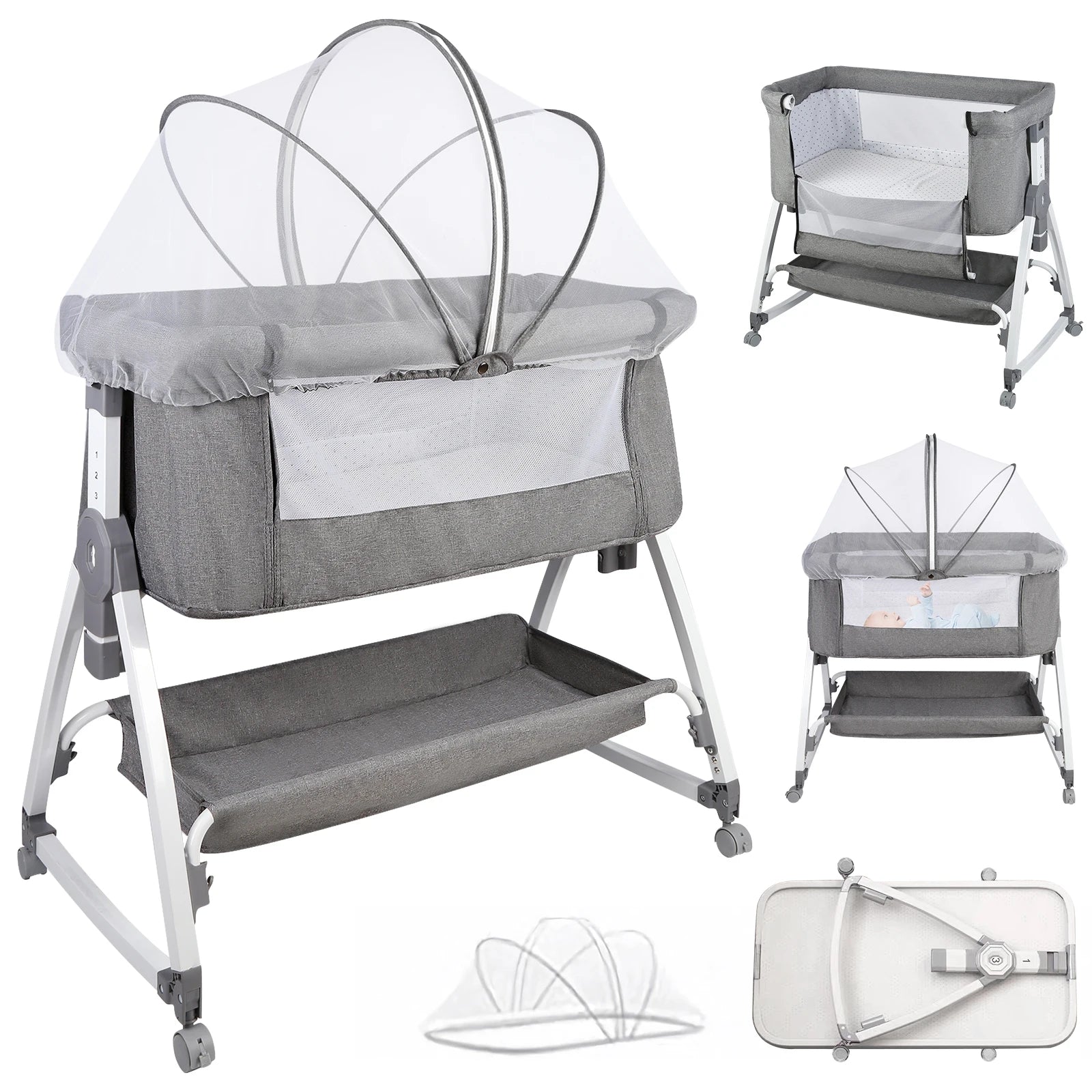 6-in-1 Co-Sleeper &amp; Adjustable Travel Bassinet