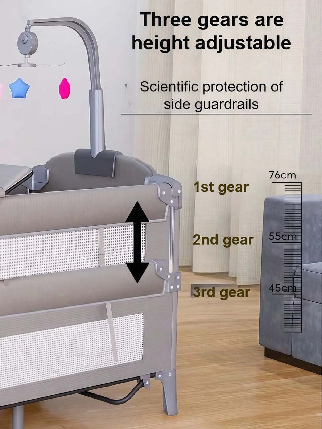 Summit 5-in-1 Multifunctional Baby Crib, Bedside Sleeper & Winter Nursery Station