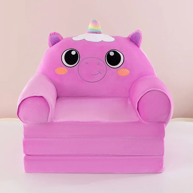 Three-layer folding children's small sofa cartoon kindergarten baby seat stool plush toy lazy sofa removable