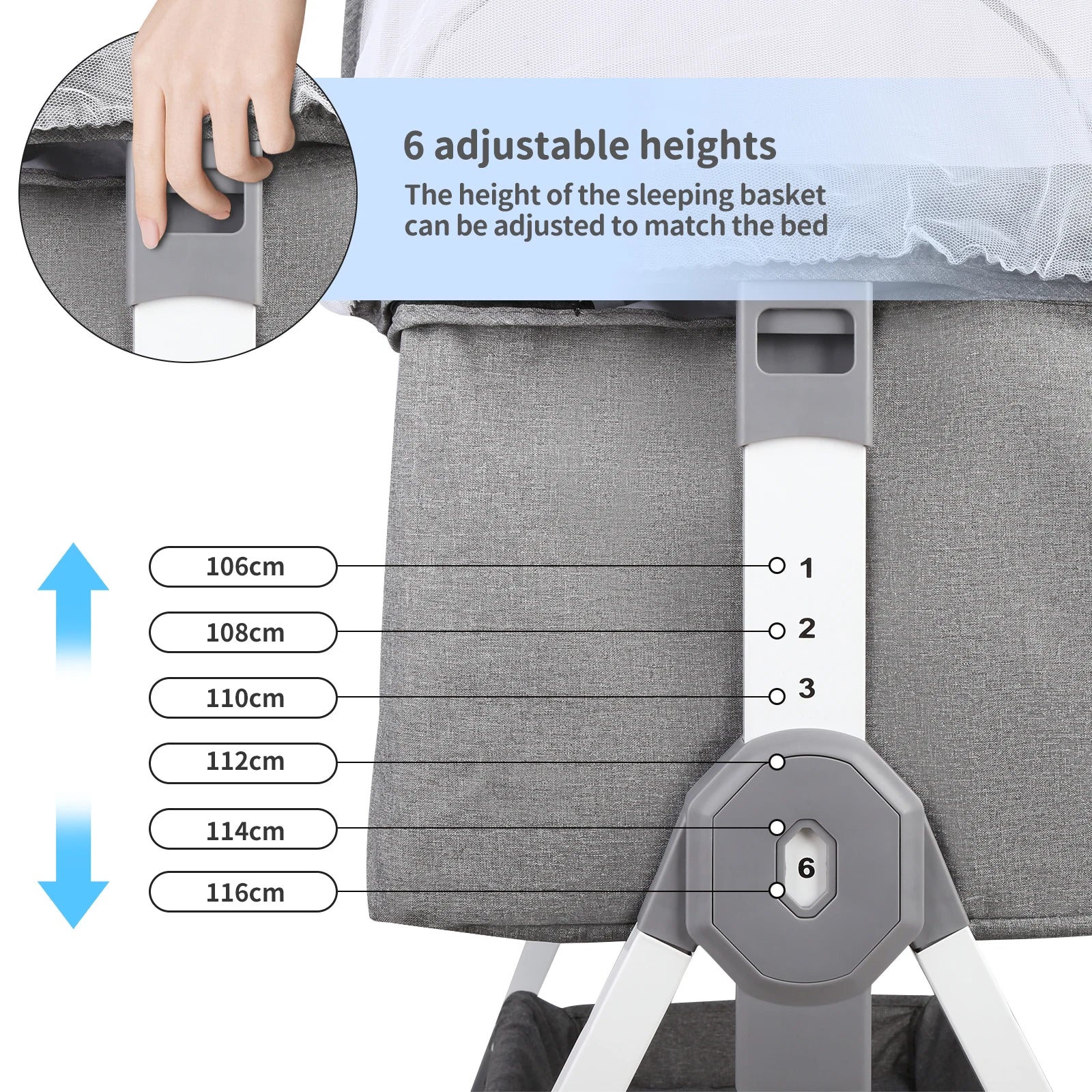6-in-1 Co-Sleeper &amp; Adjustable Travel Bassinet