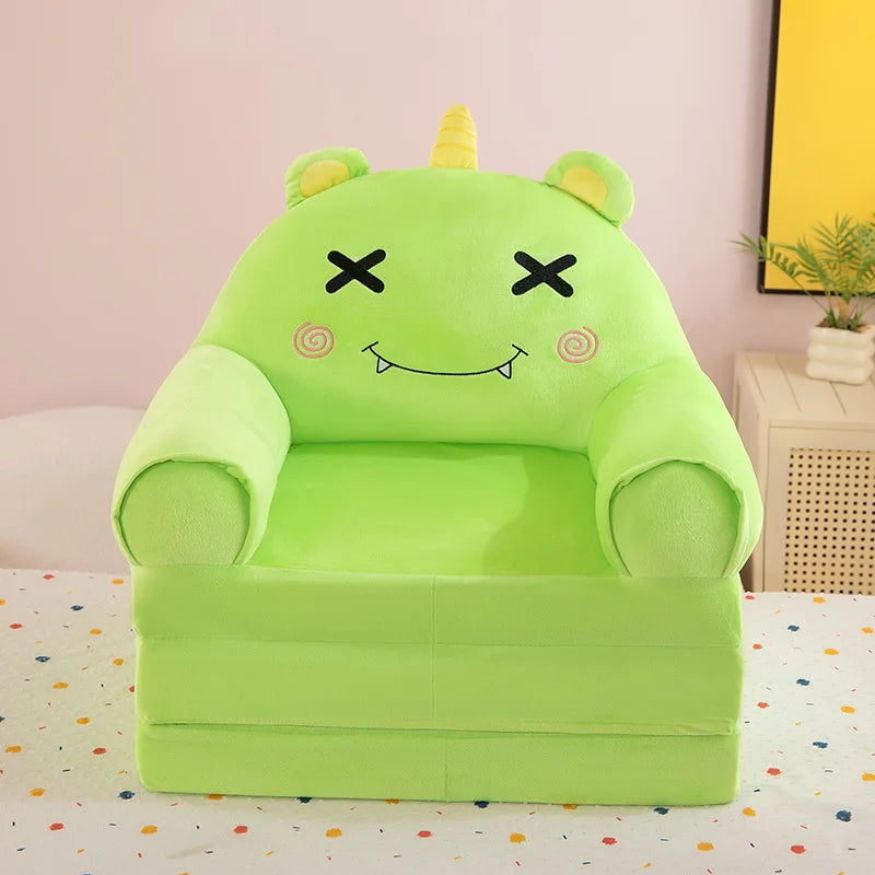 Three-layer folding children's small sofa cartoon kindergarten baby seat stool plush toy lazy sofa removable
