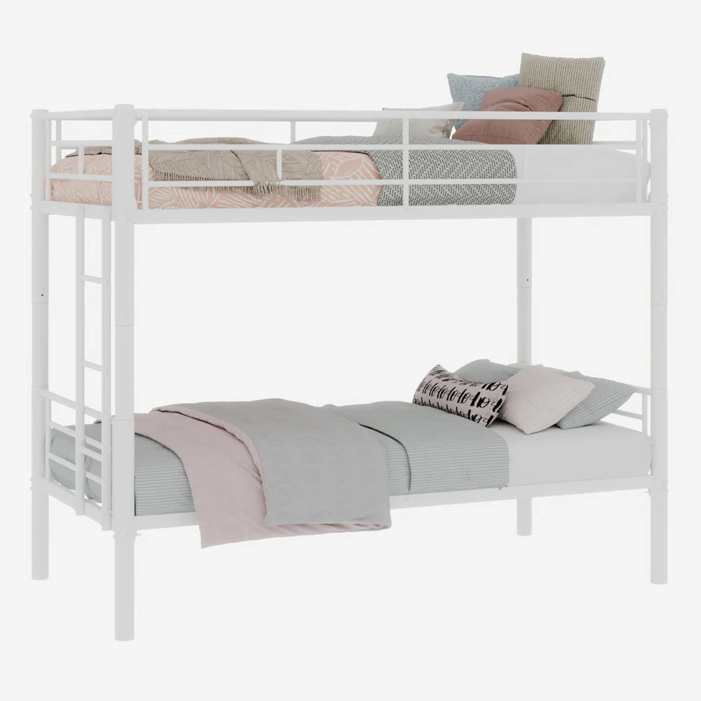 Twin Over Twin Metal Bunk Bed, Black Heavy Duty